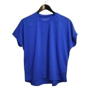 Under Armour Womens HeatGear Rolled Short Sleeve Shirt Blue NWT